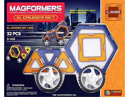 МАГНИТНЫЙ КОНСТРУКТОР MAGFORMERS XL CRUISERS SET МАШИНЫ 32 ДЕТАЛИ (5+)