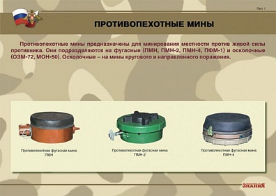 ПЛАКАТЫ "ПРОТИВОПЕХОТНЫЕ И ПРОТИВОТАНКОВЫЕ МИНЫ", 30Х41, 10 ШТ.