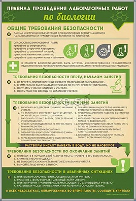 СТЕНД "ПРАВИЛА ВЫПОЛНЕНИЯ ЛАБОРАТОРНЫХ РАБОТ ПО БИОЛОГИИ"